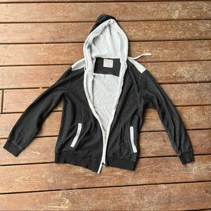 pinstriped zip up sweatshirt size large